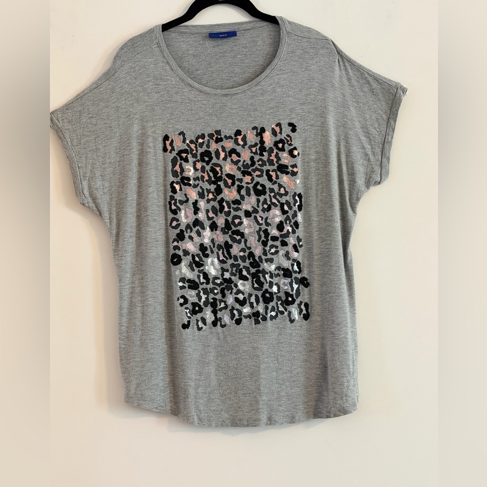 Apt. 9 Gray Animal Print Short Sleeve Tee Size XL